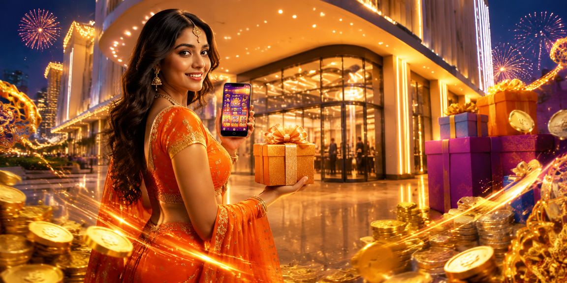 Young Indian woman using casino app on mobile