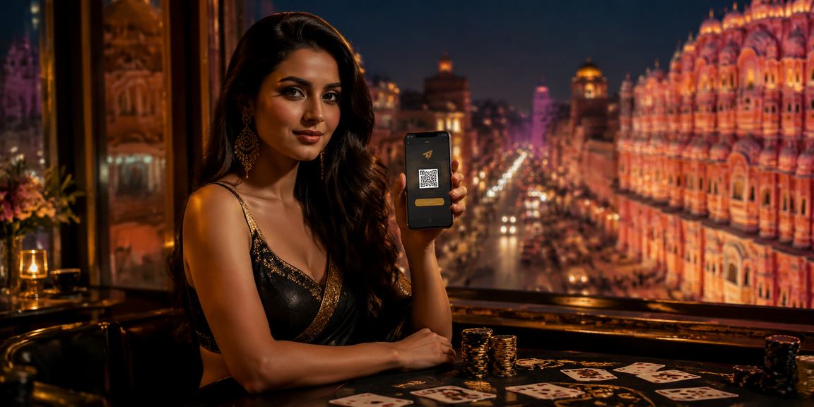 Indian player enjoying Teen Patti on mobile in Jaipur setting